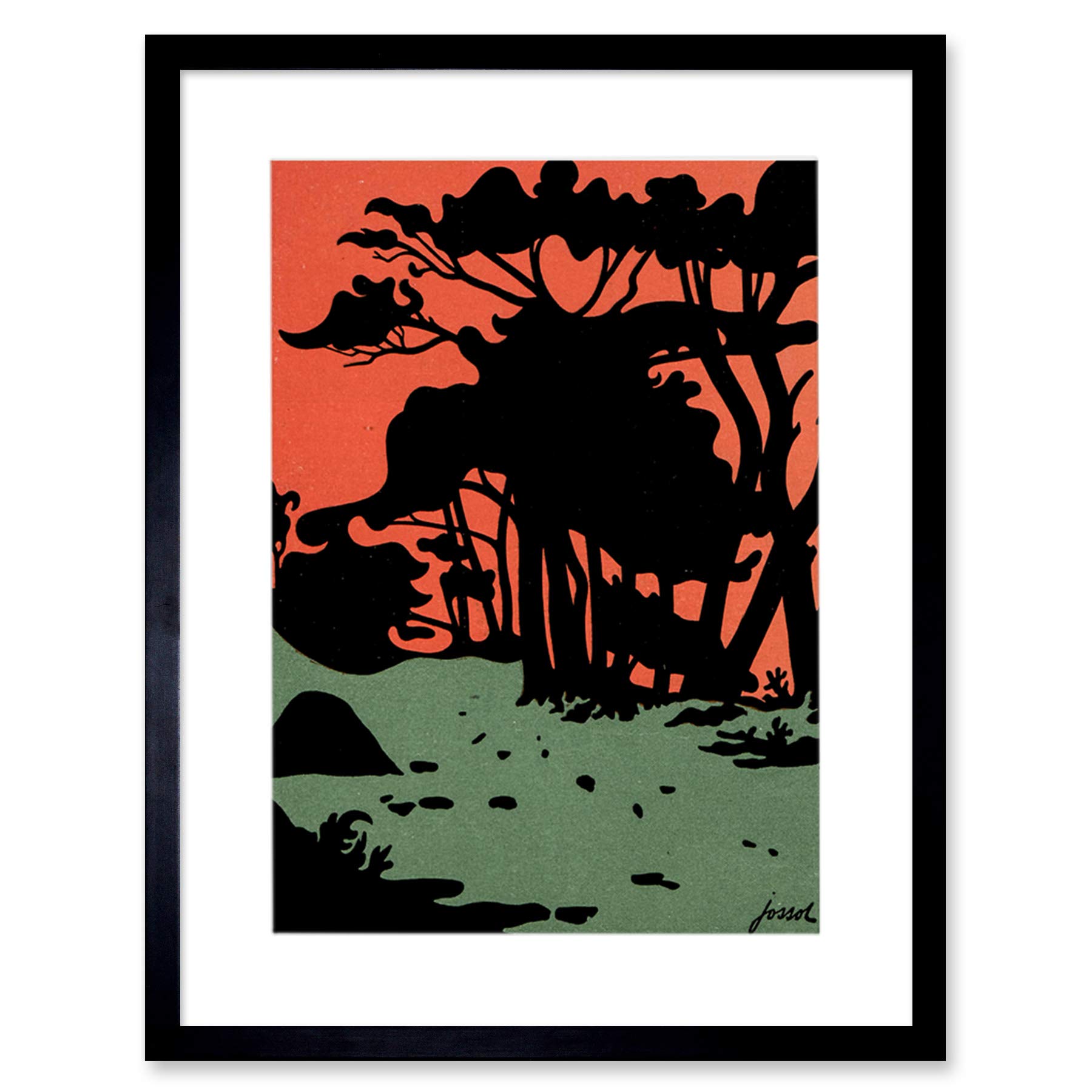 Wee Blue Coo Magazine Cover Jugend Abstract Silhouette Artwork Framed Wall Art Print 12X16 Inch