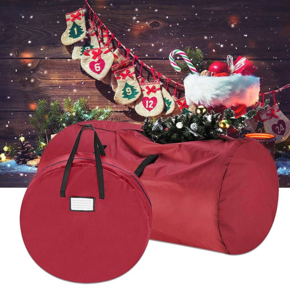 Christmas Tree Storage Bag - Fits Up to 7 ft. Tall Artificial Disassembled Trees, Durable Handles Sleek Dual Zipper Holiday Xmas Bag Made of Tear Proof 600D Oxford 36 * 120CM