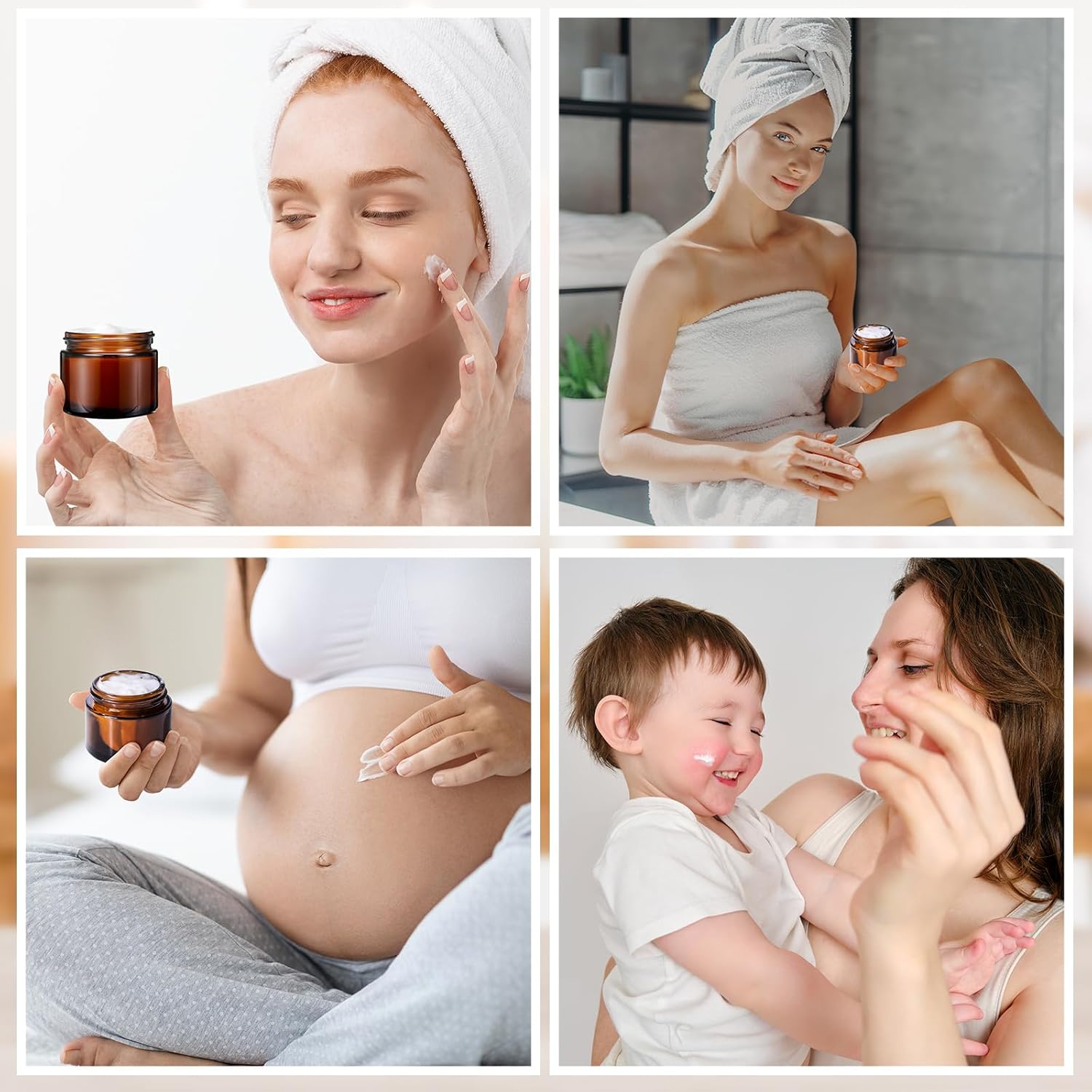 Domensi 72 Pcs 2 oz Glass Jars with Lids Travel Size Round Leakproof Empty Cosmetic Jars with Inner Liners Lid for Storing Makeup Lotions Face Cream Ointments DIY Making (Amber)