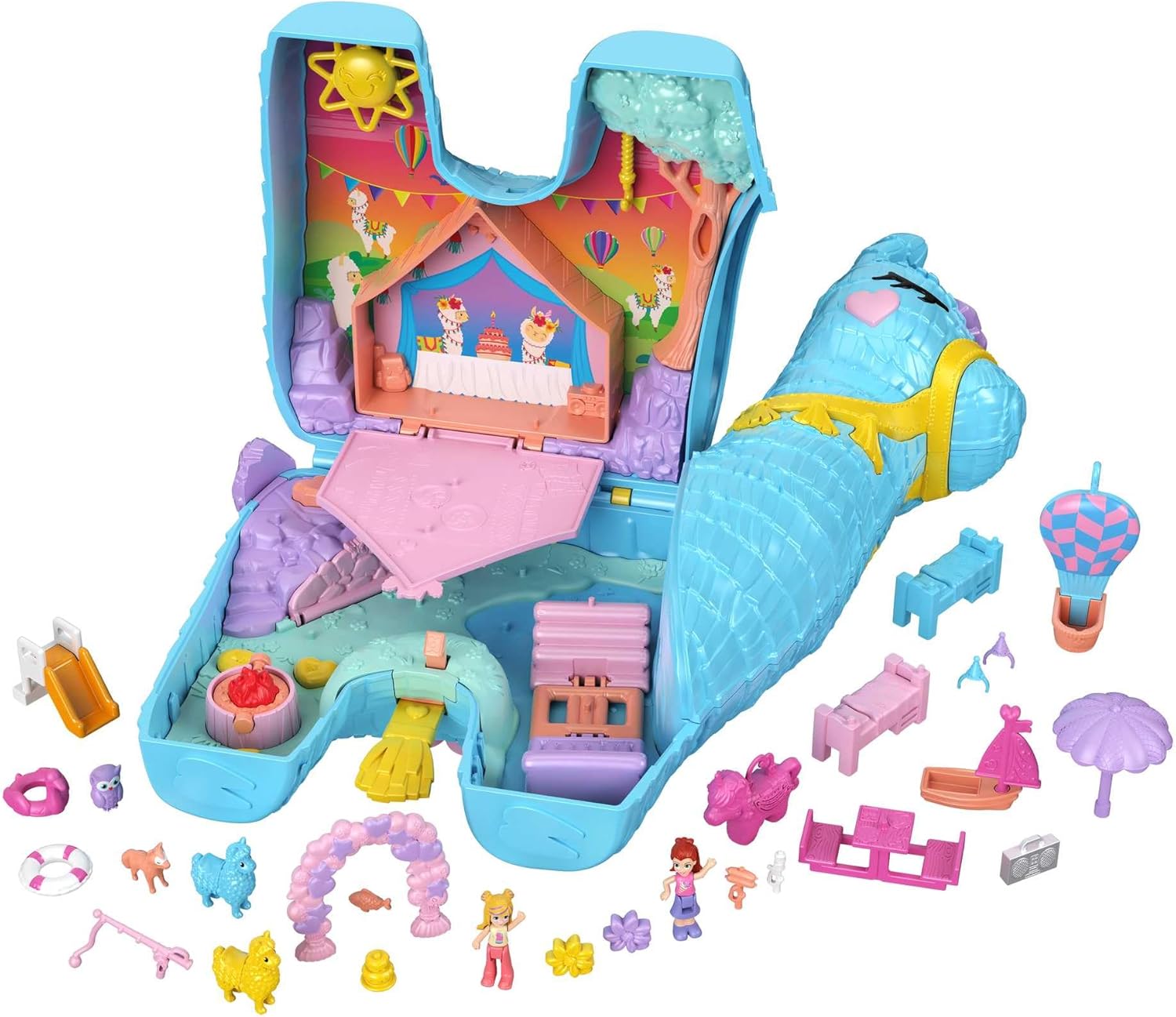 Polly Pocket Pajama Party Playset, 25 Toy Surprises, Pop and Swap Toy Accessories, 2 Dolls, Toys for Ages 4 and Up, One Playset, HHX74