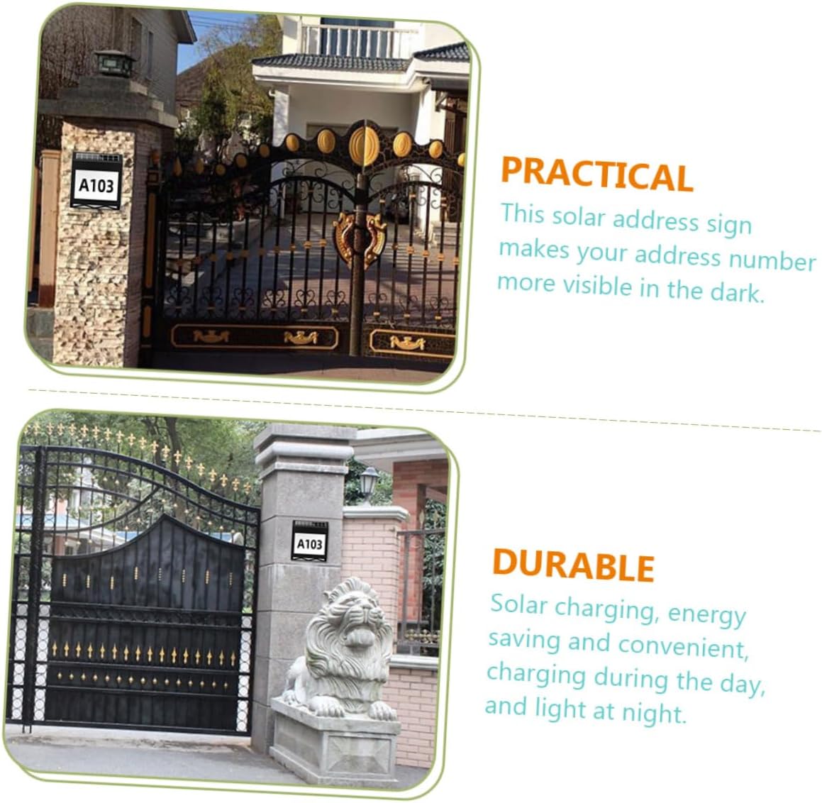 Generic Solar Address Sign with Led Illumination House Number Lamp for Outdoor Use Energy-saving Solar-powered Light for Gardens Patios and Pathways