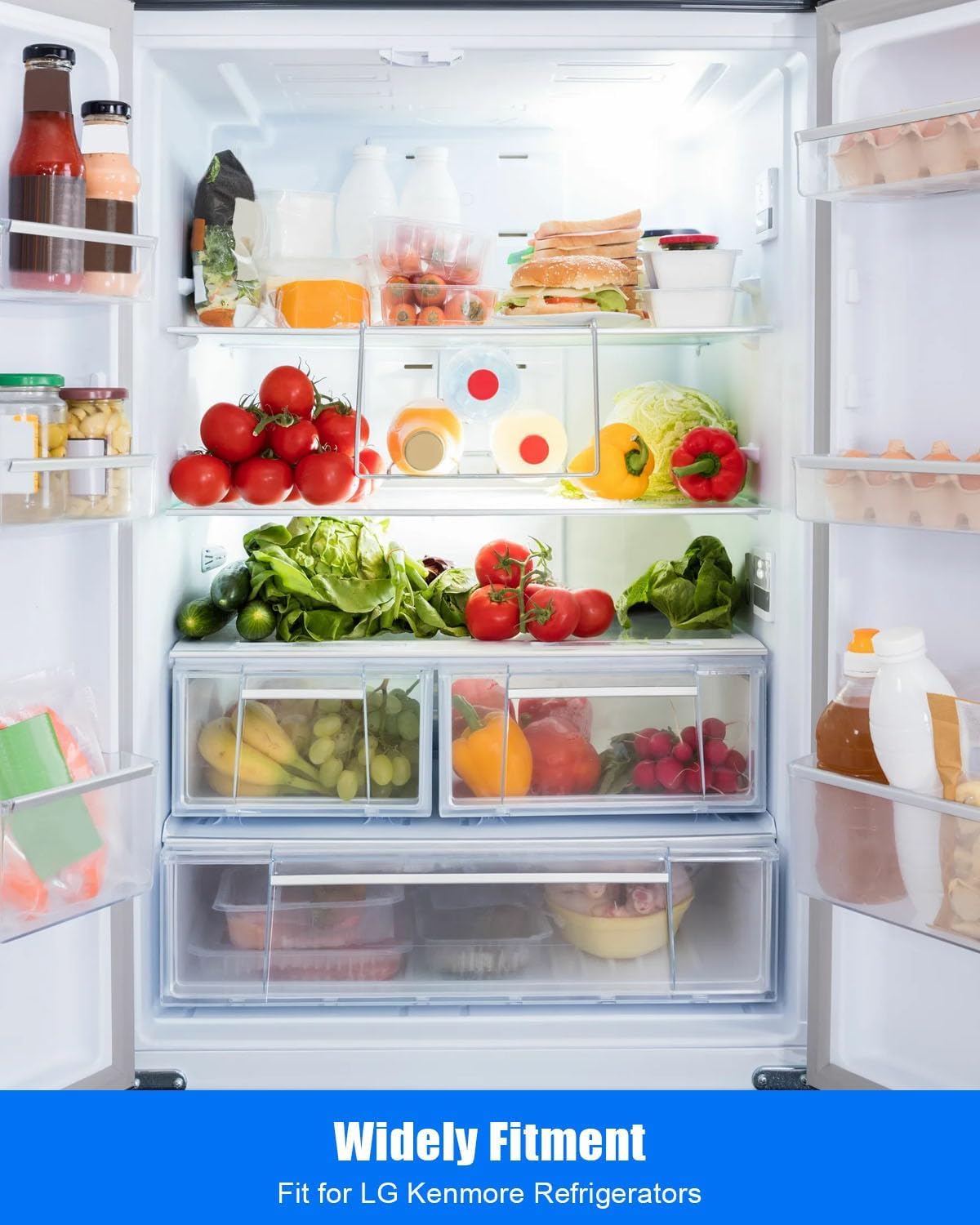 ACW74118101 Refrigerator Tray Cover Assembly Fit for LG Kenmore Refrigerator Drawer Decor Tray Cover Clear color Replace AP5956442 3380487 MCR64973001 PS10065045