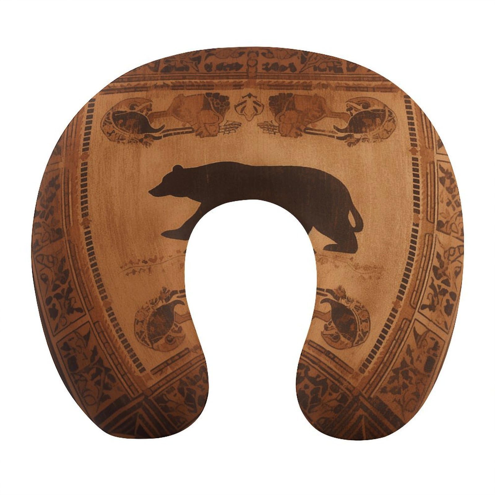 FekiLoot Bear Travel Pillow,U Shaped Office Napping Pillow Support Neck and Head Comfortable Travel Neck Pillow U Shape Sleeping Essentials for Long Haul Flights