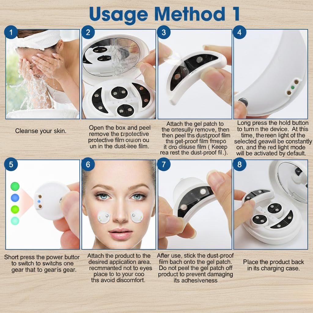 Familien-Set Augenmassagegerät & 6 Gel-Pads – Wiederaufladbar & Hygienisch | Universal für Sie & Ihn | Pflege bei Augenringen & Verspannungen | Ideal für Haushalt & Reise | USB-C