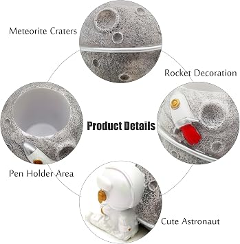 Cute Pencil Pen Holder Astronaut Pen Cup for Kids, Spaceman Pencil Organizer Desk Container for Office Home, Birthday Gift for Children Space Lovers