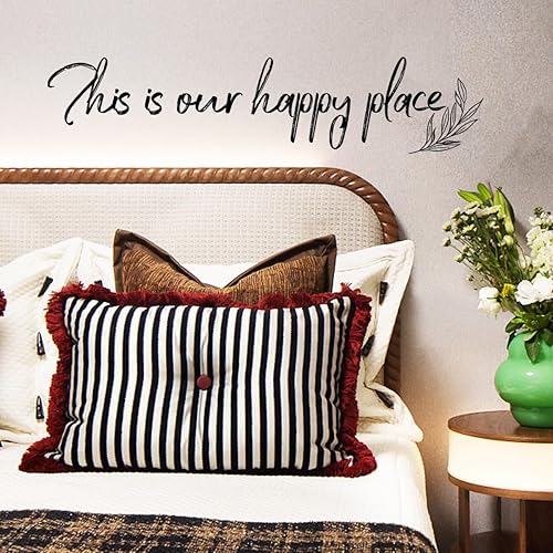 Miniatura 3 de Calcomanías de pared para sala de estar con texto en inglés "This is Our Happy Place" (This is Our Happy Place), calcomanía de pared con frase
