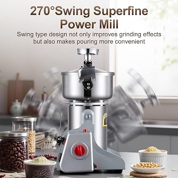 800g Electric Grain Grinder,3000W Stainless Steel Grain Spice Mill Grinder High Speed 28000 RPM for Nuts Cereals Spice Grain Herb Flour with Overload Protection