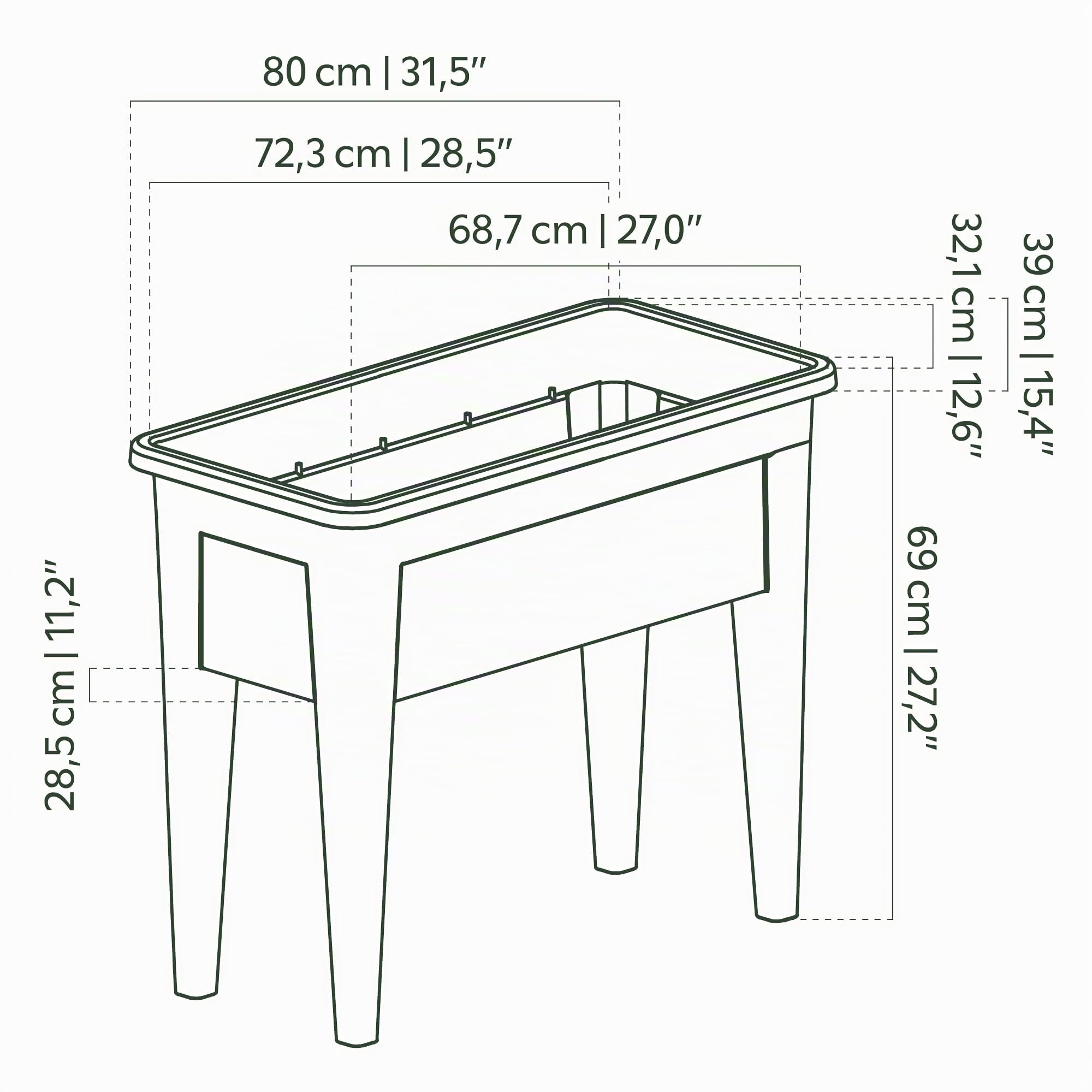 Artevasi Venezia - Mesa de Cultivo (80 cm), Color Verde