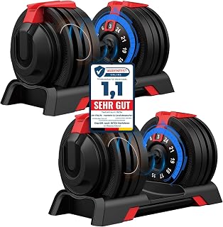 DH FitLife Verstellbare Kurzhantel 18/24 kg, 12 Gewichtsstufen, 12 in 1 Hantel, Einzelhantel oder Hantelset, Adjustable Dumbbell für Krafttraining zuhause