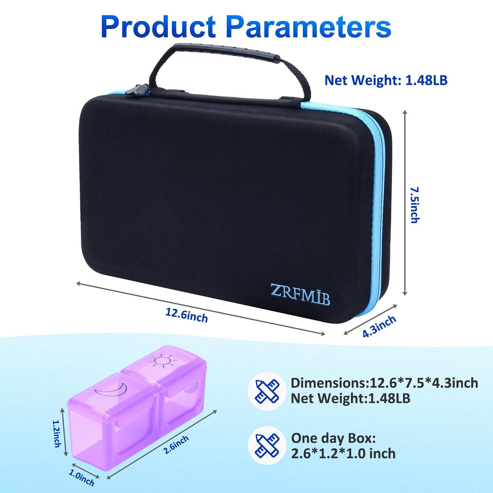 ZRFMIB Monthly Pill Organizer 2 Times a Day, 30 Day Travel Pill Box Organizer with 32 Daily Compartments, Month Pill Box Organizer for Fish Oil, Vitamins, Supplements and Medications