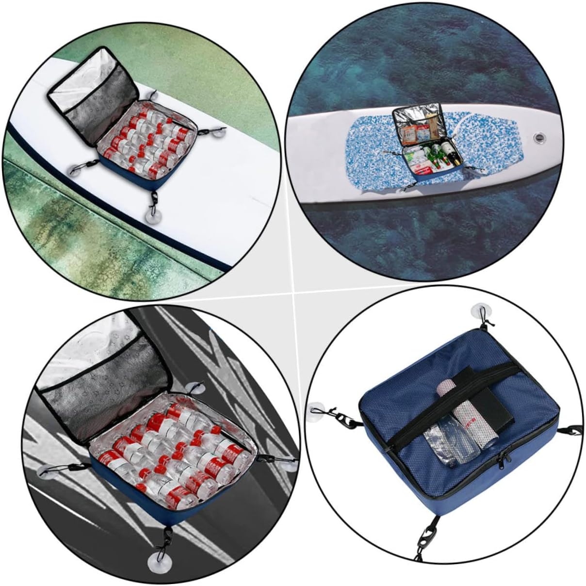 Toyvian Suction Cup Cooler Organizer Bag Lightweight Reusable Storage Pouch Mesh Pocket for Boating Camping and Outdoor Activities Blue