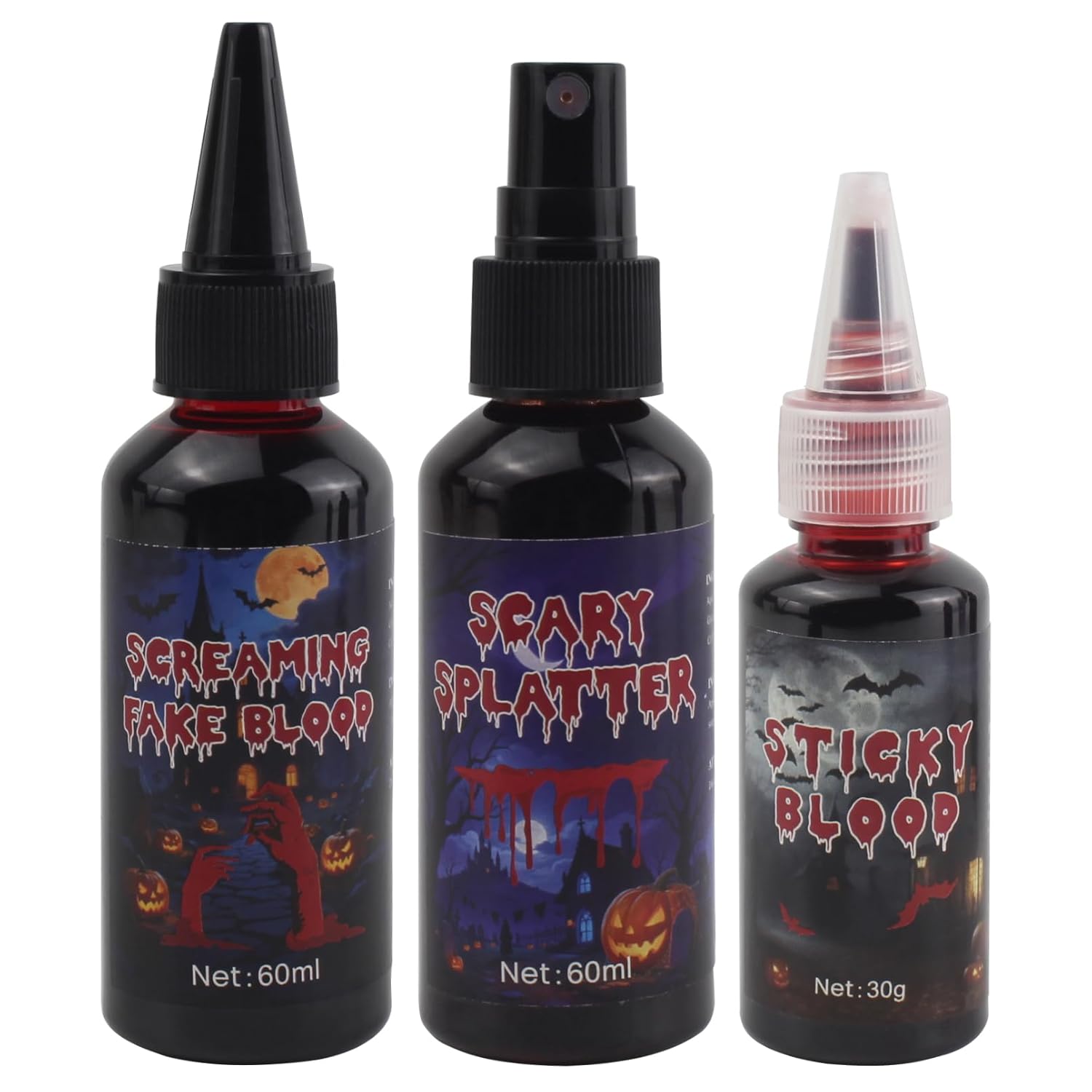 Halloween Kit, Black Temporary Hair Dye Wax, Fake Blood Washable, Face Paint Kit, Painting Palette with Brushes Body Paint