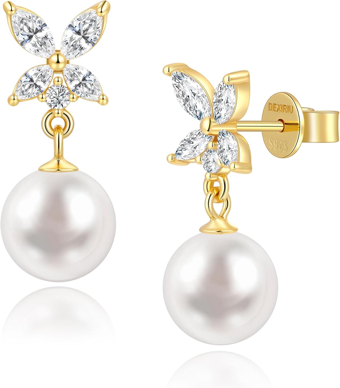 Cultured Freshwater Pearl Dangling Earrings for Women Jewelry, Drop Hoop Dangle Earrings 925 Sterling Silver Plated with Gold, Gift for Wife, Birthday, Mothers Day, Christmas, Anniversary