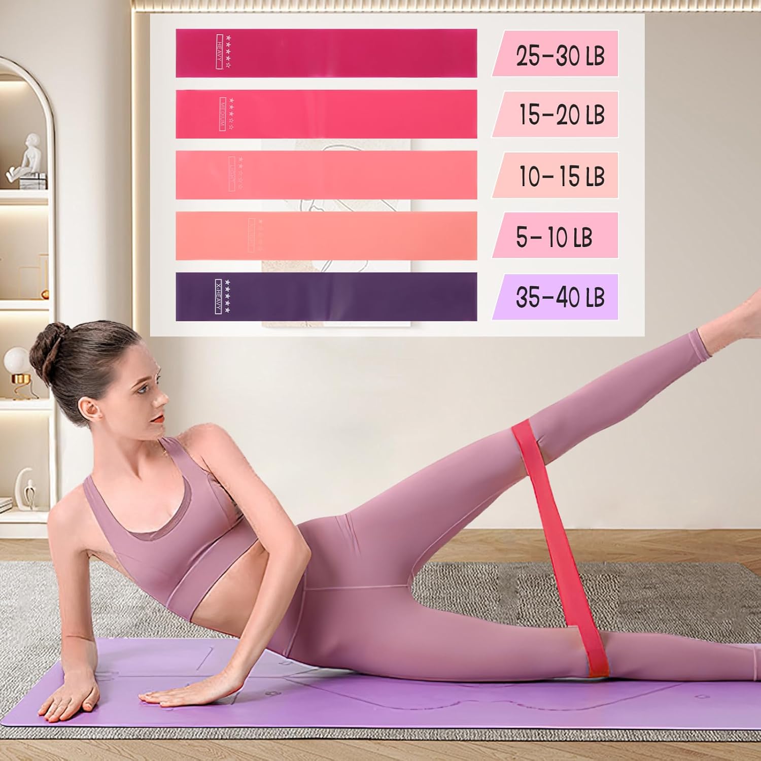 21 Pcs Pilates Ring Circle Set for Women, Includes 9.8 in Ball Yoga, Ring Stretching, Strap Bands, Non Slip Socks, Back Bags for Workout, Commonly Used for Yoga, Pilates, Stretching, Fitness - Image 5