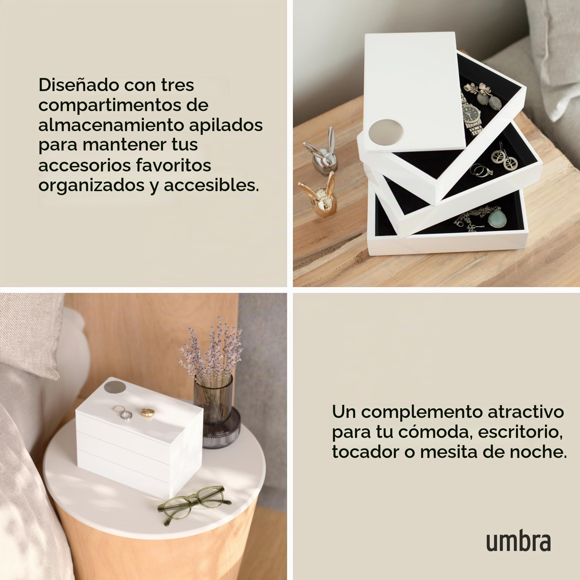 Umbra Spindle Caja Joyero, Blanco