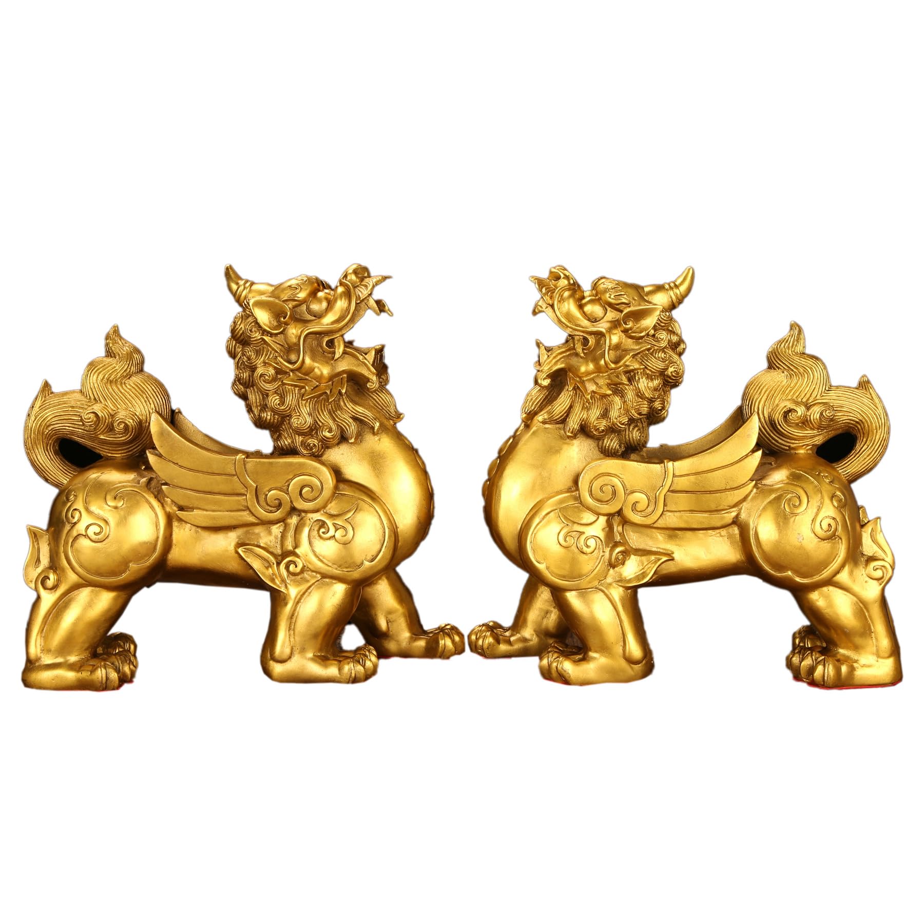 NIBHZ Brass Pixiu & Pi Xiu Statue - God of Wealth and Fortune, Feng Shui Decor & Gifts for Home, Chinese Decor & Gifts, Feng Shui Statue,A pair,30x12x27cm