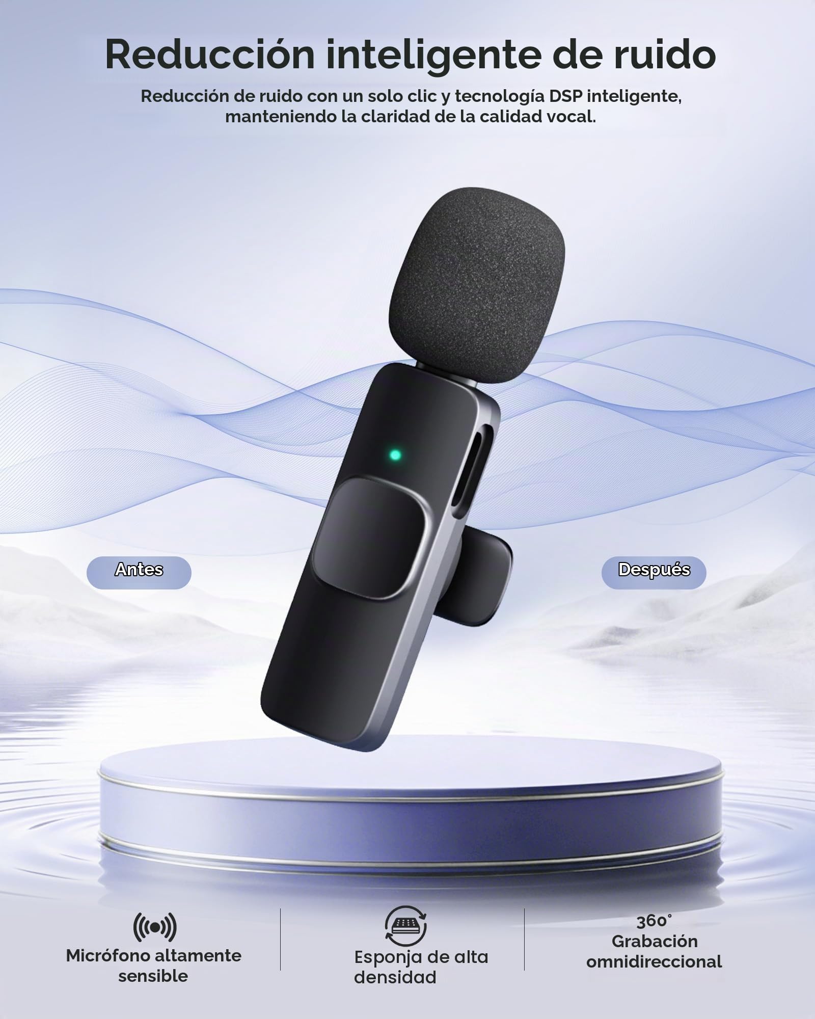 KUKIHO Micrófonos Lavalier inalámbricos para iPhone/Smartphone, Mini micrófono USB-C para vídeo Social, Vlogging, TikTok, Youtube, reducción de Ruido, con Clip, Plug and Play
