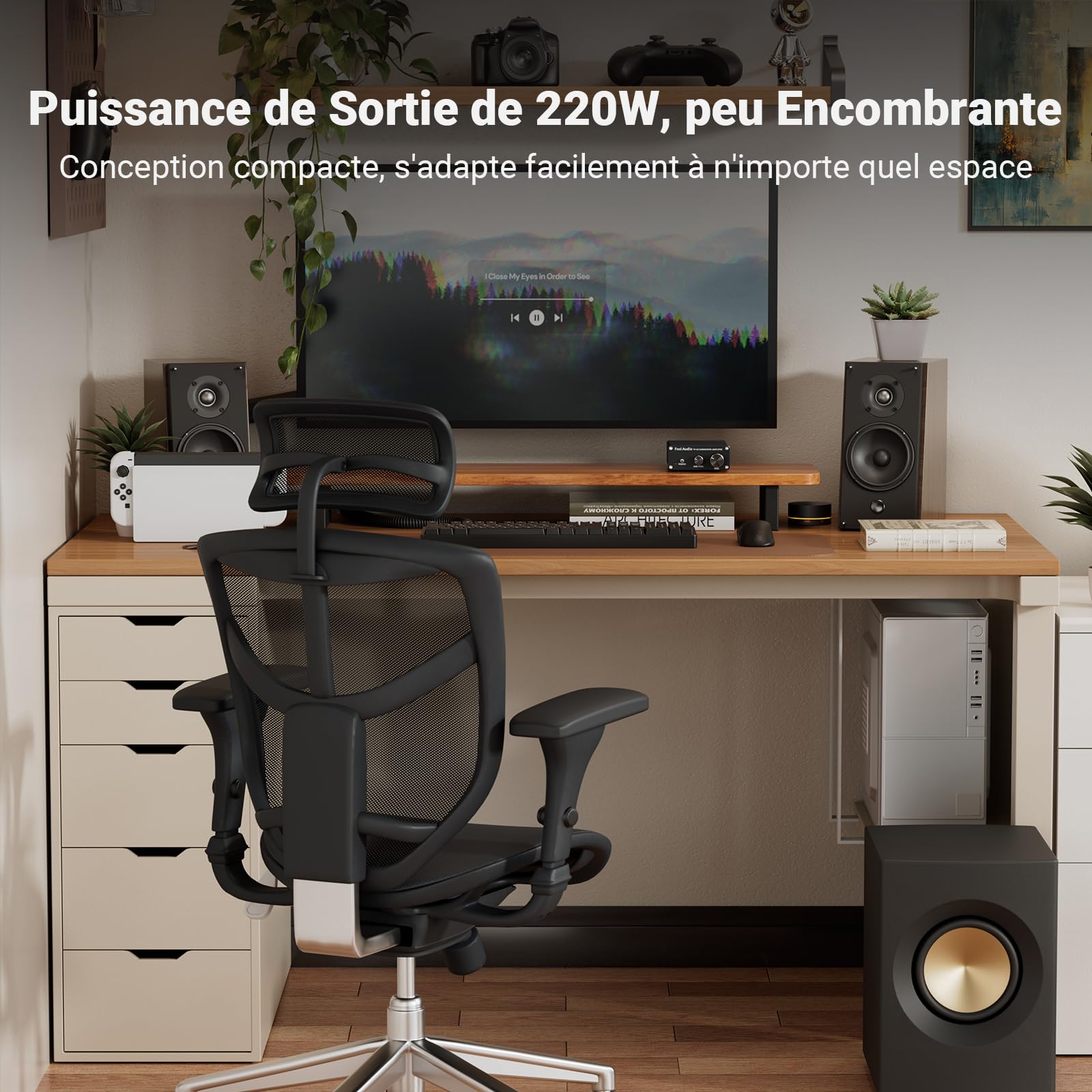 Fosi Audio TP-02 Amplificateur Subwoofer Mini Sub Bass Amplificateur Numérique de Subwoofer Intégré de Classe D TDA7498E 220Watt