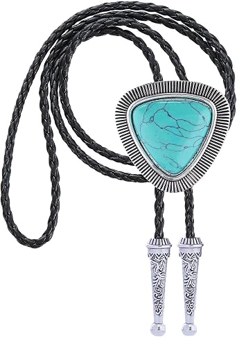 Vintage Western Cowboy Rodeo Black Agate Bolo Tie for Men Women