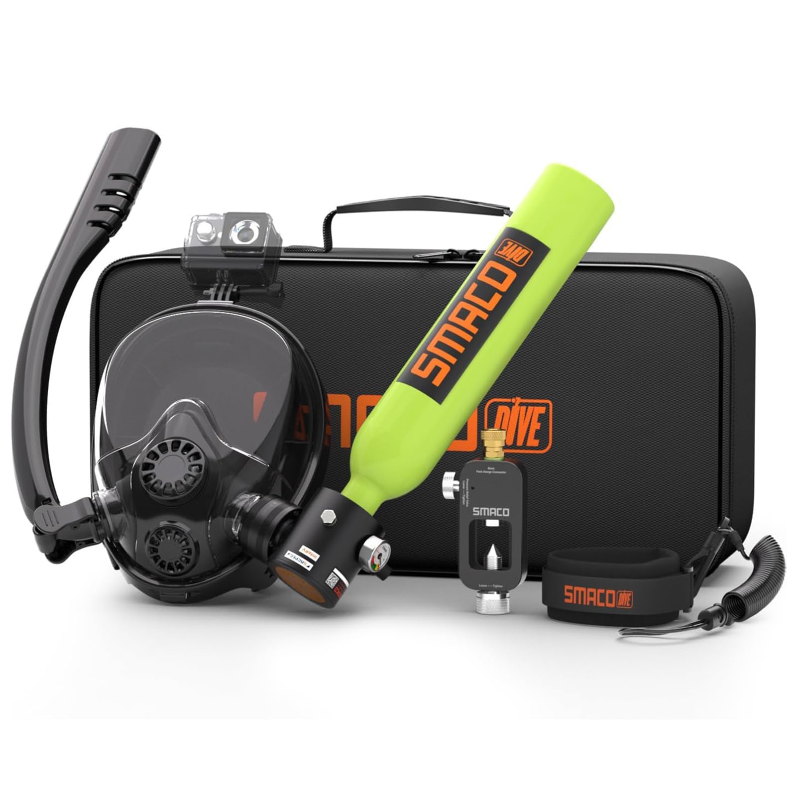 SMACOScuba Tank with Sub-Mask Mini Scuba Tank 0.5L Provide About 6 Minutes Underwater Breath Within 30ft Diving Depth, Small Scuba Tank Diving Tanks for Shallow Water Diving