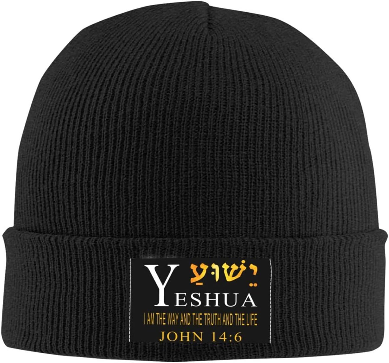 Rqwaaed Yeshua Hebrew Name Jesus The Way, Truth, Life Warm Knit Hat Cap for Cold Weather Stretchy, Comfortable for Outdoor Activities Black