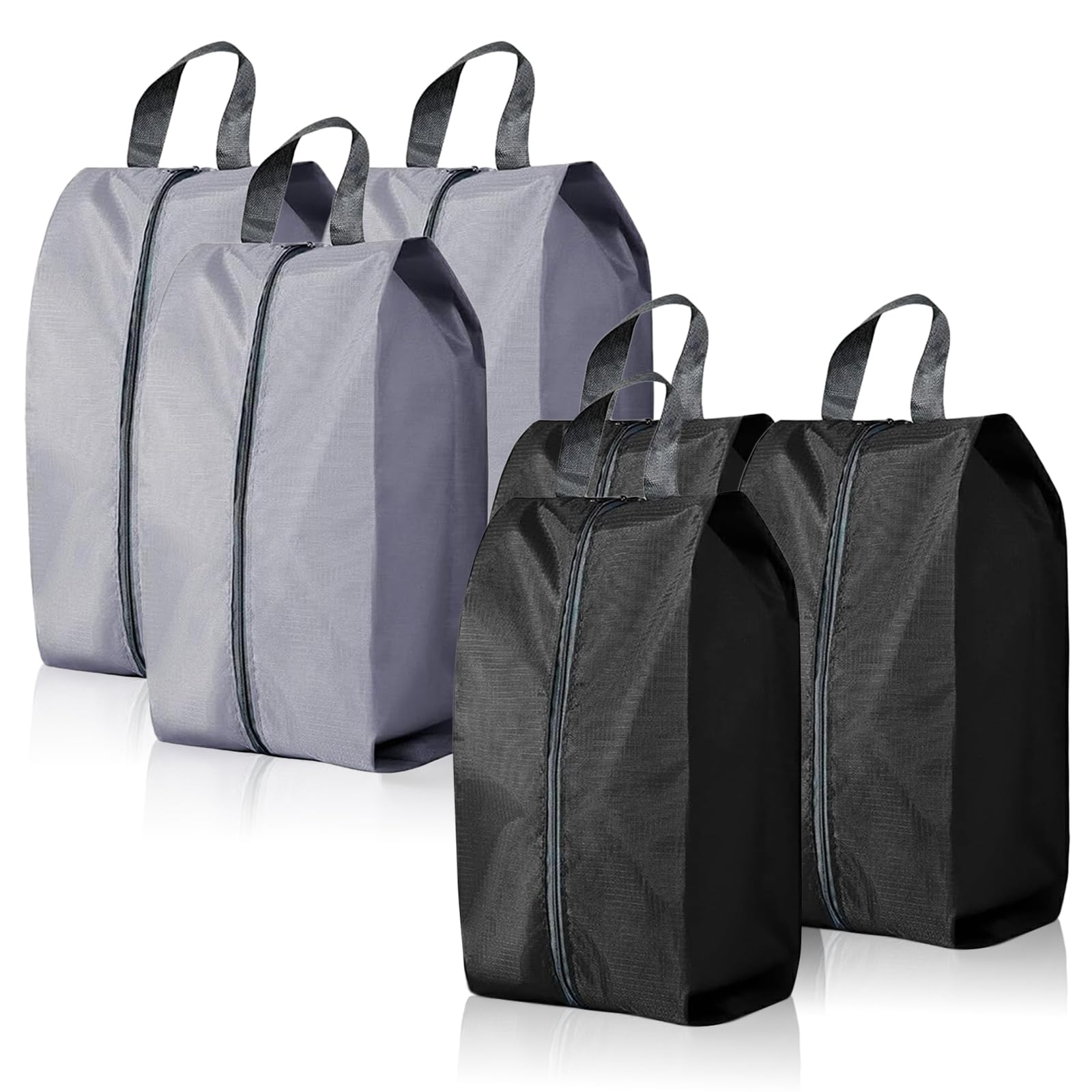 6 Pcs Shoe Bags for Travel, Portable Nylon Shoe Bag Waterproof Dust Proof Shoes Storage Bags Unisex Shoe Pouch for Daily and Travel Use (Black, Grey)
