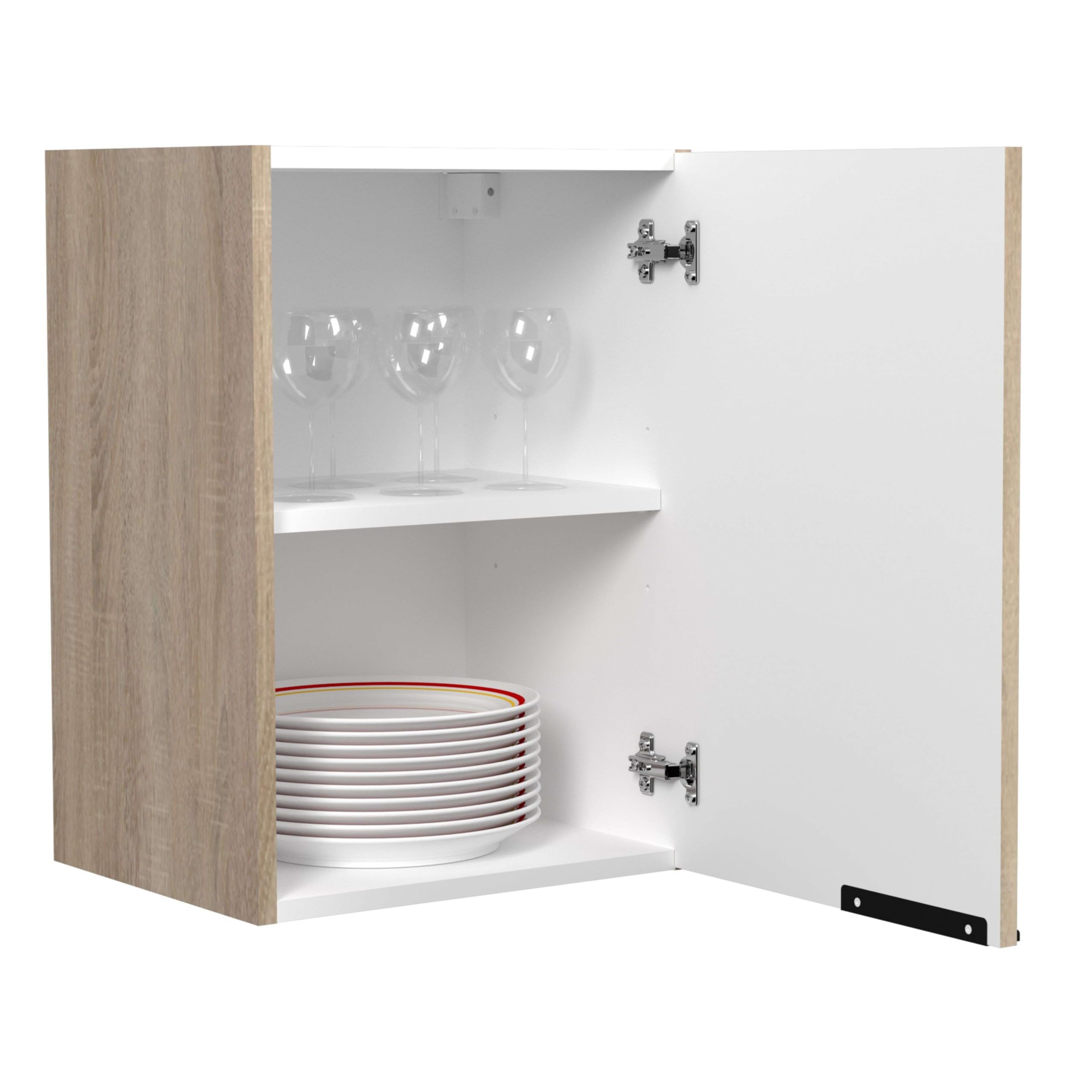 Arko Küchenmodul mit 1 Tür und 1 Regal, Eiche und Schwarz, 40 x 57,9 x 35,6 cm