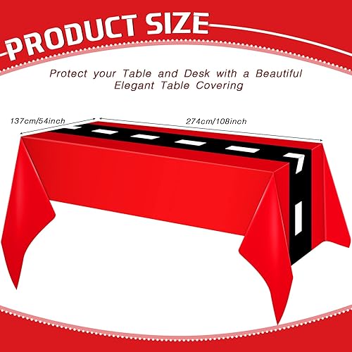 Miniatura 2 de Irenare 3 hojas de suministros para fiesta de cumpleaños de automóvil, decoraciones de fiesta de carreras, mantel de carretera, camino de mesa de