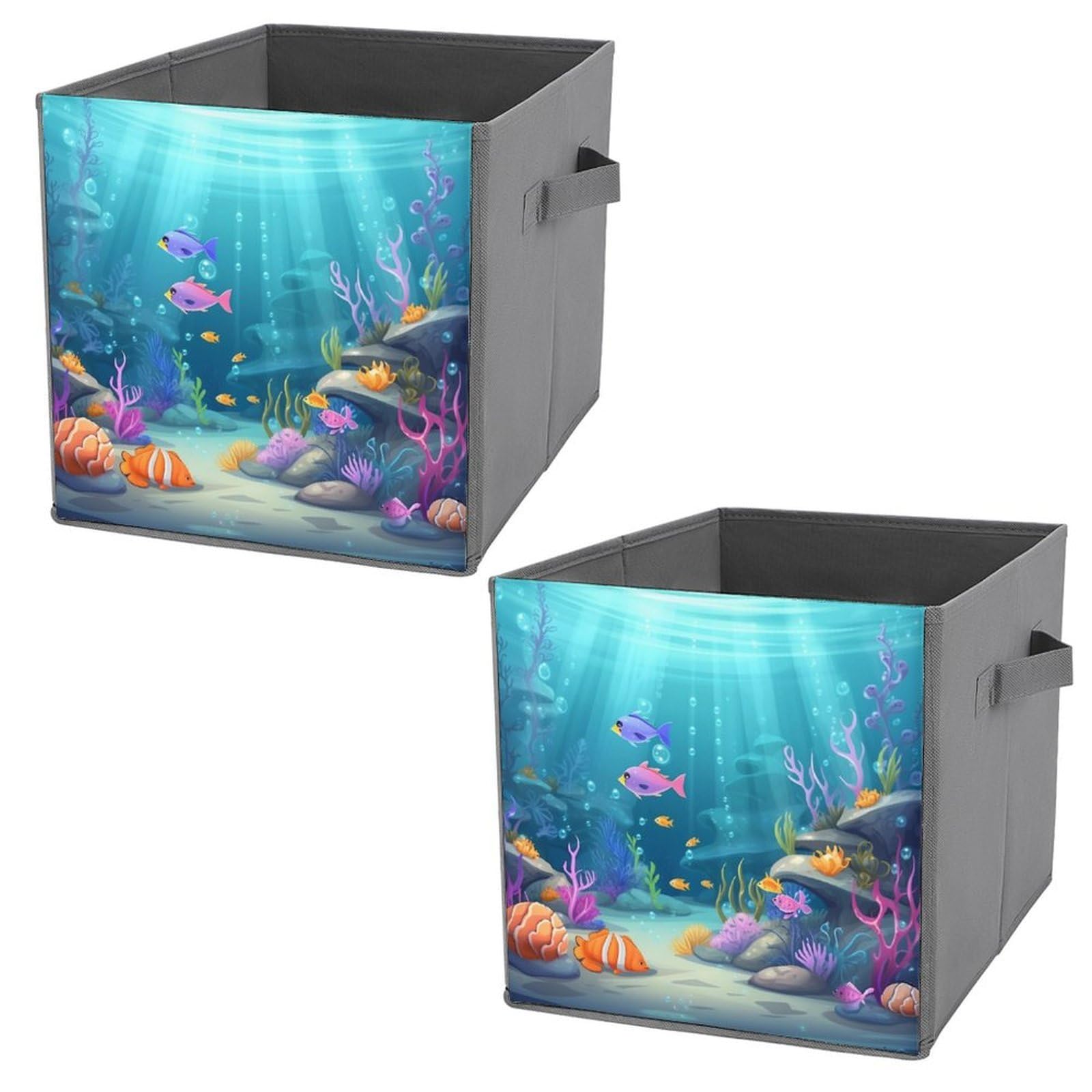 NONHAI Collapsible Storage Bins with Dual Handles Fabric Storage Basket Foldable Cubes Organizer Baskets Under Sea Storage Boxes for Organizing Clothing Cube Storage Organizer Bins