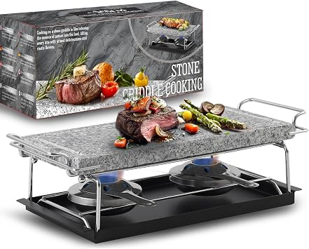 Artestia Hot Stone Steak Cooking Set Long Heat Retention - Sizzling Steak Plate with Tray & Rack for Family Dinner, Indoor/Outdoor BBQ Grilling Gift