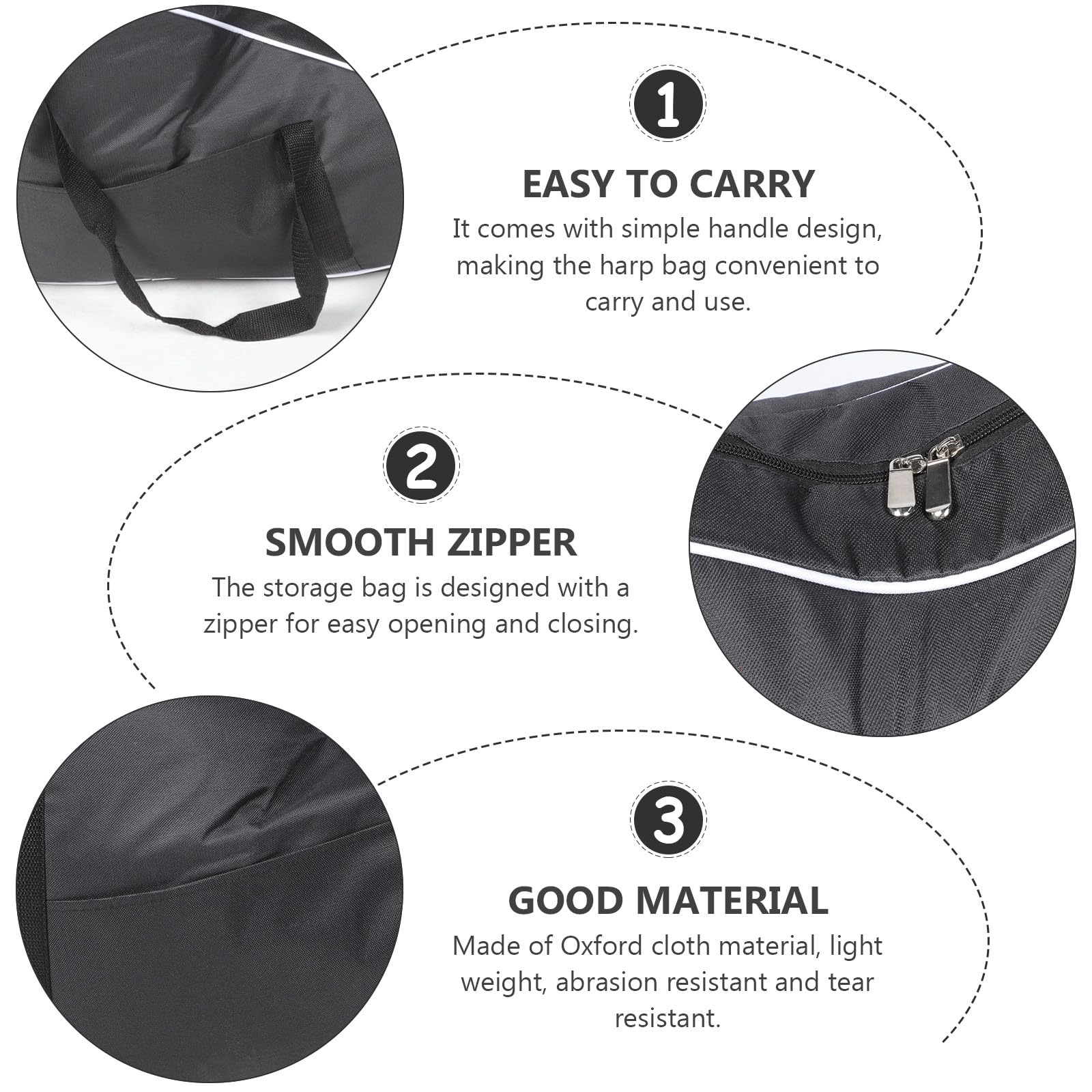 Leiertasche aus Oxford Gewebe mit Griff, Gepolstert, Schwarz