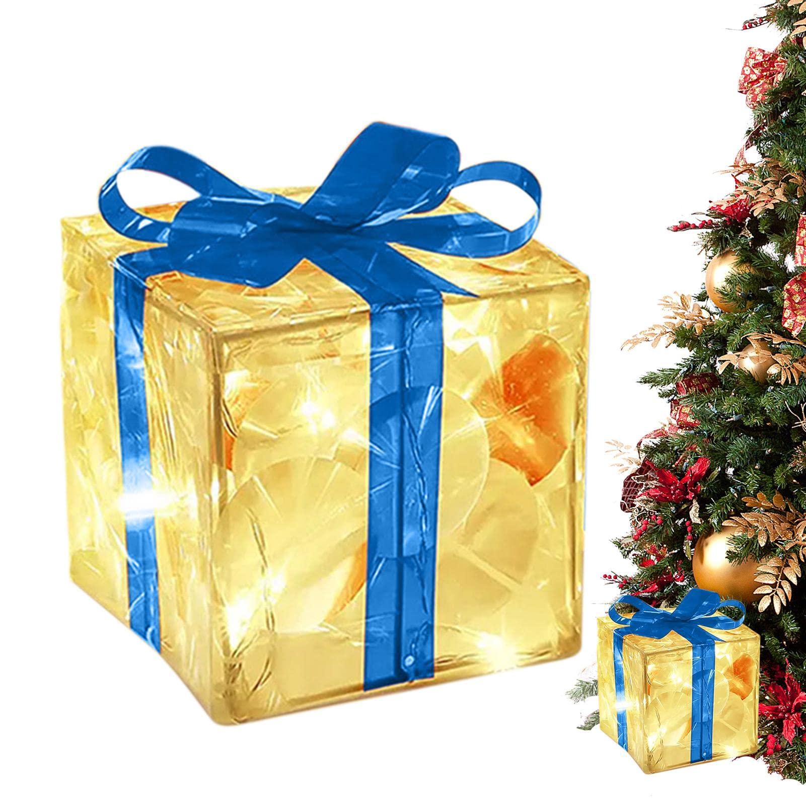 Christmas Lighted Gift Box | Tabletop Decorations Christmas Decorative Boxes with Lights - Under Tree Decor Decorative Box Christmas Tree Skirt Ornaments Table