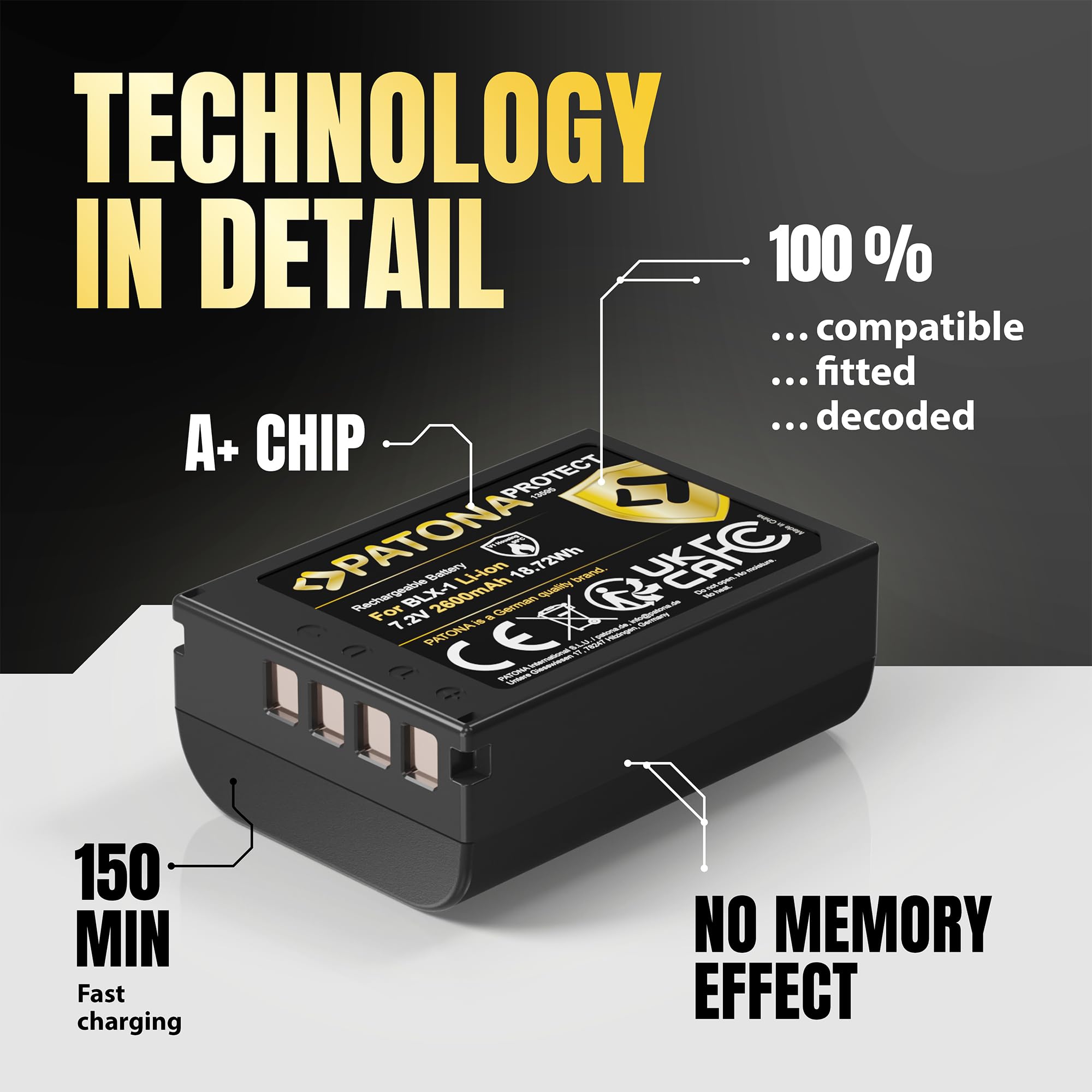 PATONA Zestaw 2X BLX-1 Protect 2600mAh z ładowarką PD Dual USB-C LCD