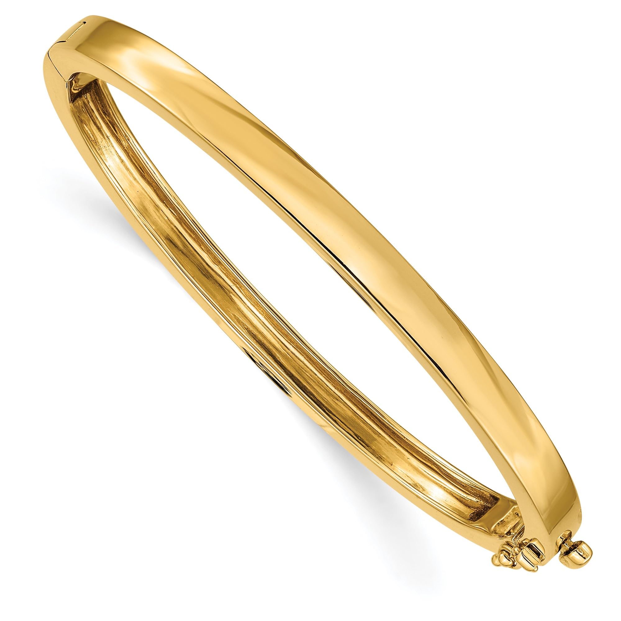 IceCarats 14K Solid Yellow Gold 5 3mm Hinged Bangle Bracelet