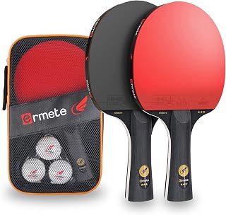 Table tennis set, 2 table tennis bats, professional, 3 table tennis balls and carry bag, ping pang set ideal for beginners, families and professionals