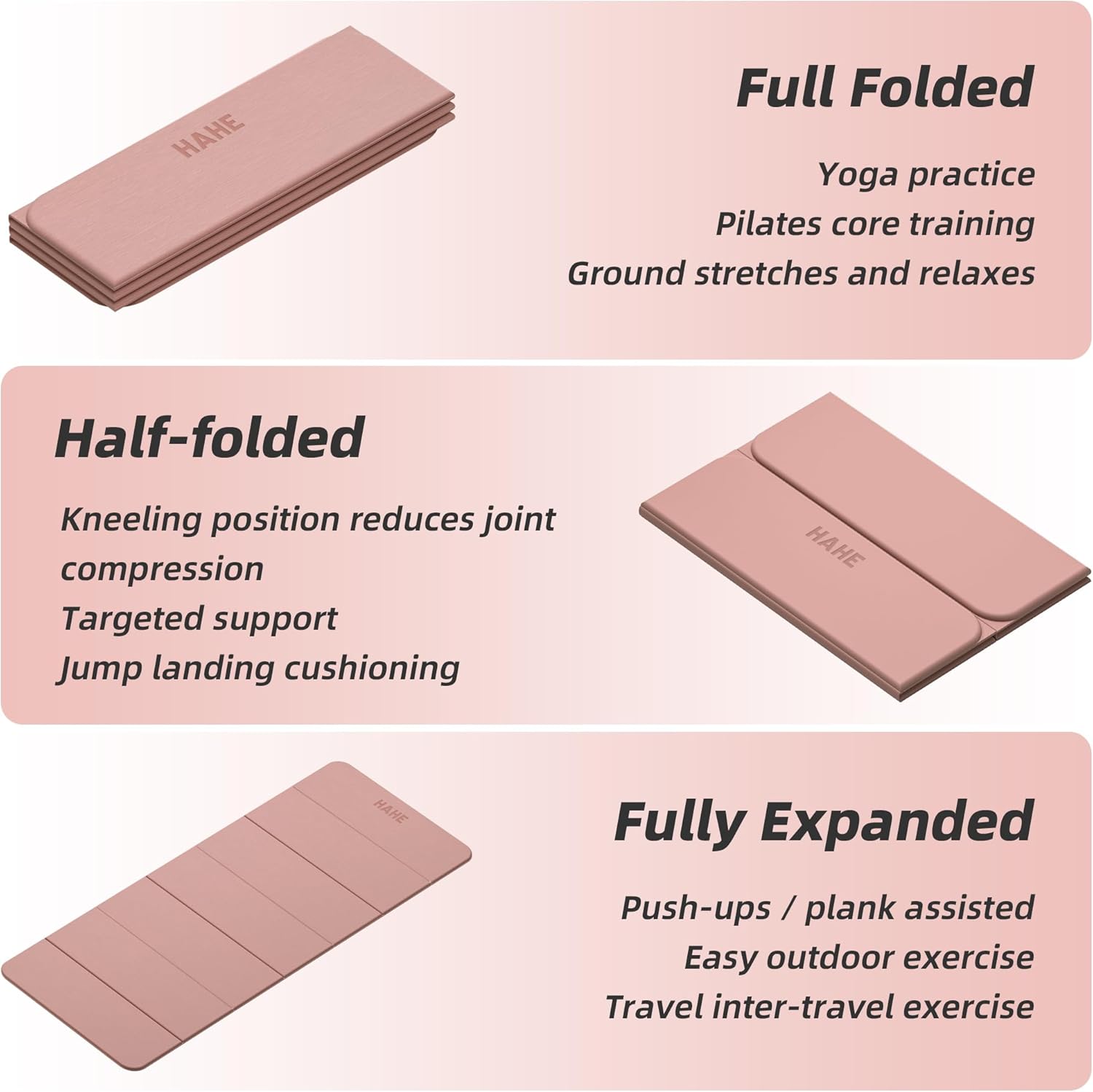 Foldable Yoga Mat,74"Lx32"Wx1/3"Thick,Folding Exercise Mat,Non-slip Wide Pilates Mats for Home Workout/Travel, Portable Yoga Mat Thick for Yoga/Pilates/Camping/Floor Exercises - Image 4