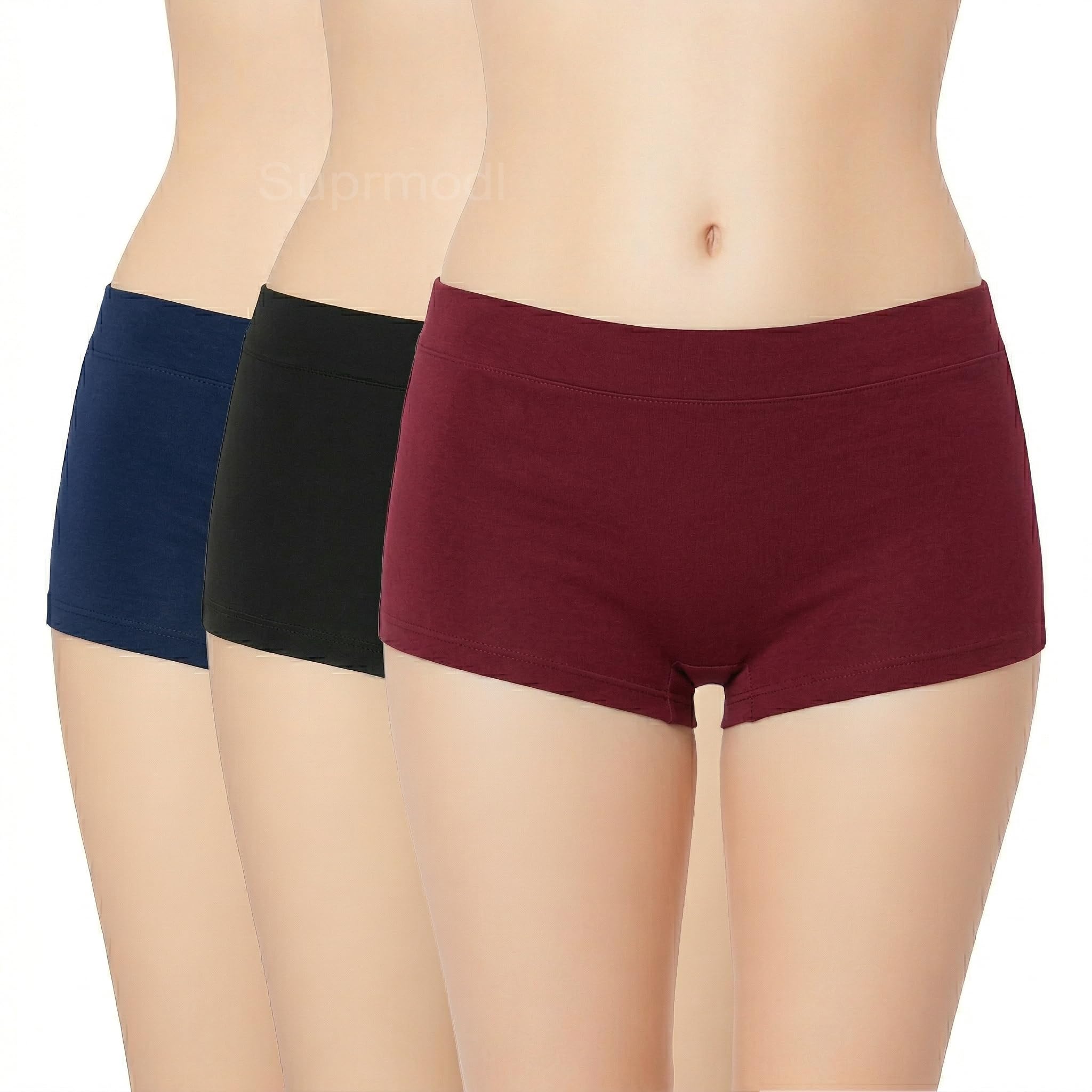 Women’s Cotton Boyshorts Pack of 3 High Waist Soft Comfortable-image-39