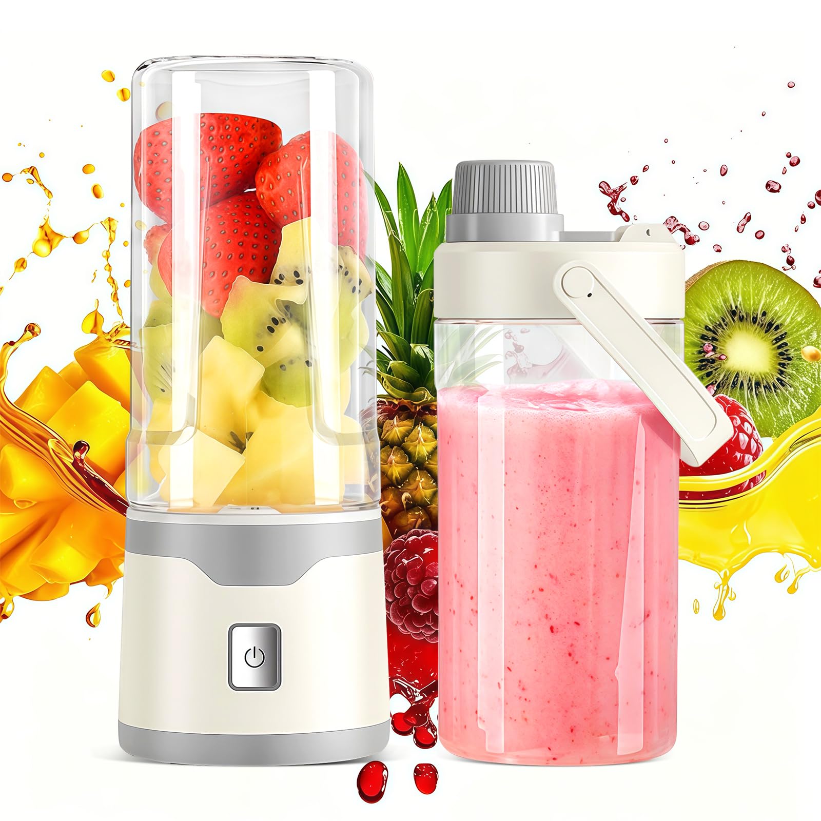 Sonnenspark1 Batidora de Vaso Portátil, Licuadora Portátil USB 450ml | Mini Batidora de Vaso Pequeña para Smoothies, Vaso Batidor 2 en 1, Smoothie Blender para Hogar Oficina y Camping