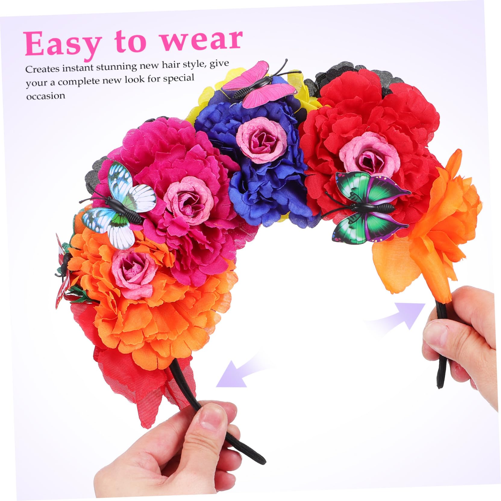 Diadema Floral de Plástico para Niñas y Mujeres en Bodas | No se Deforma, No Pierde Color, Acabado Delicado y Estilo Elegante, para Ocasión Especial