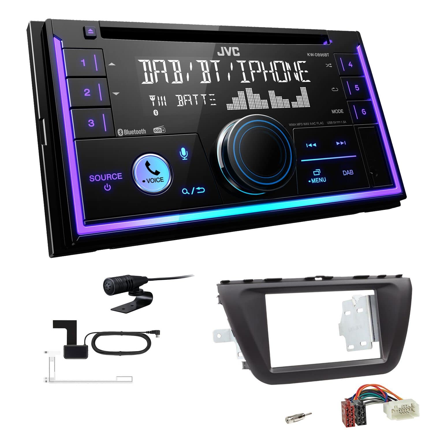 JVC KW-DB95BT 2-DIN Autoradio CD-Receiver Digitalradio DAB+ Bluetooth USB passend für Suzuki SX4 S-Cross ab 2013 schwarz