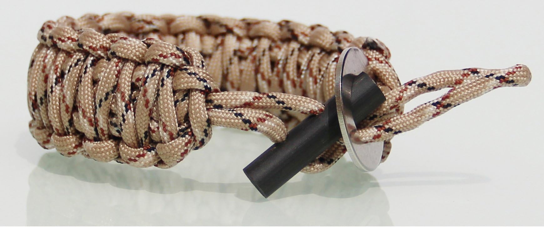 TheHonestBill Premium Paracord Survival Bracelets With Fire Starter (Desert Camo, Bracelets With Fire Starter)
