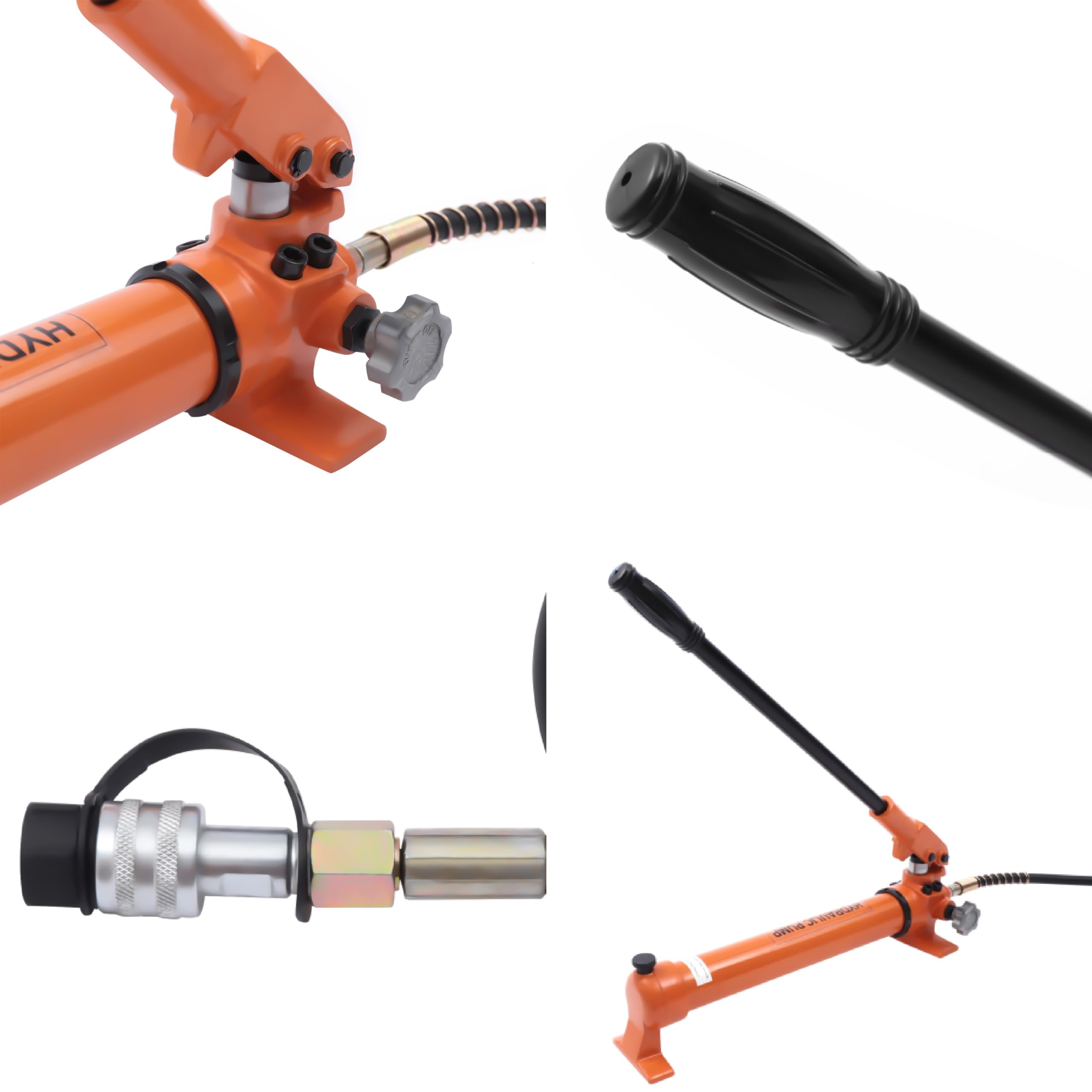 Bomba hidráulica de acero manual de 800cc de actuación, bomba de mano hidráulica portátil equipada con válvula de seguridad,Bomba hidráulica manual con manguera de goma para herramientas hidráulicas
