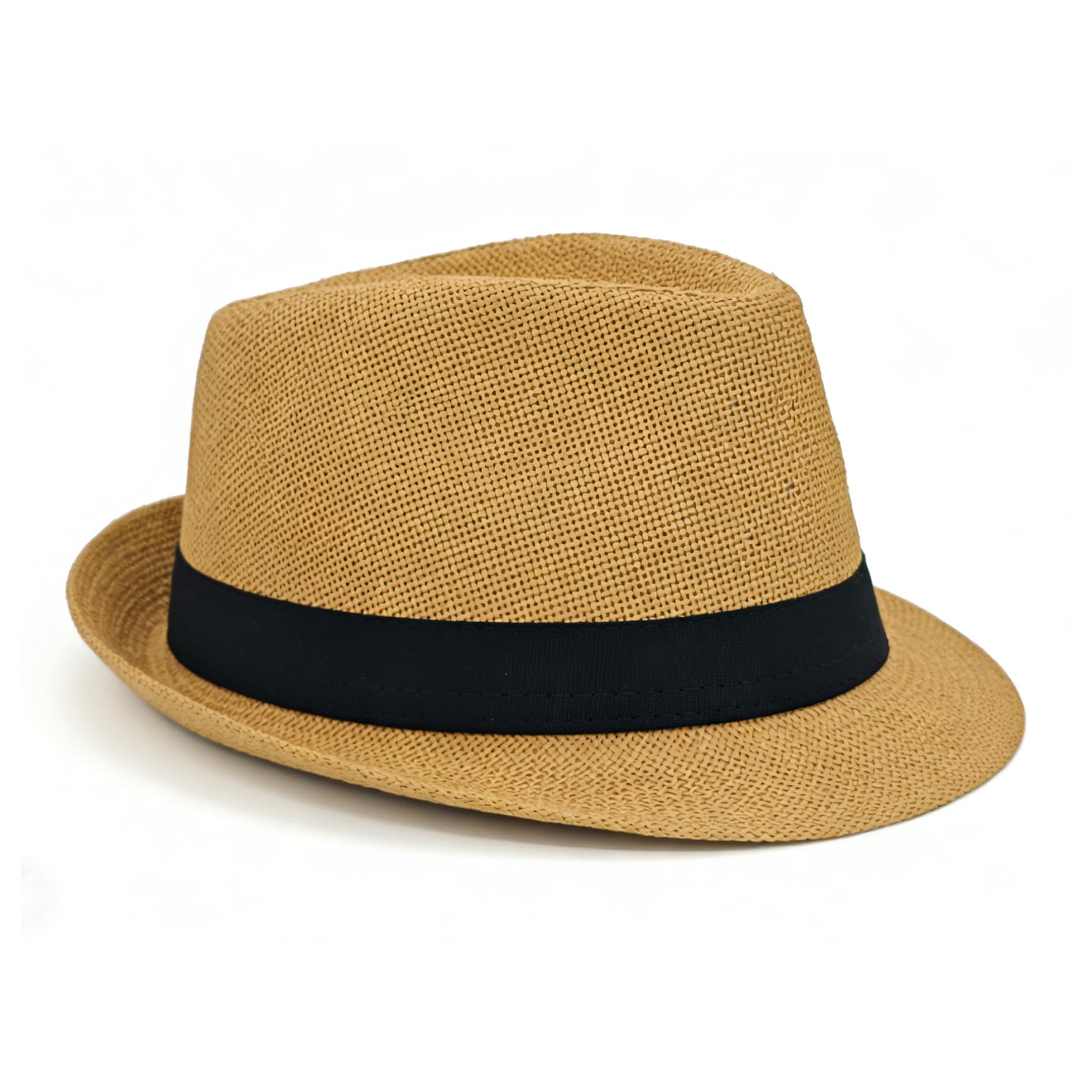 Straw Fedora Hat for Men Summer Short Brim Panama Hat Beach Casual — view 6