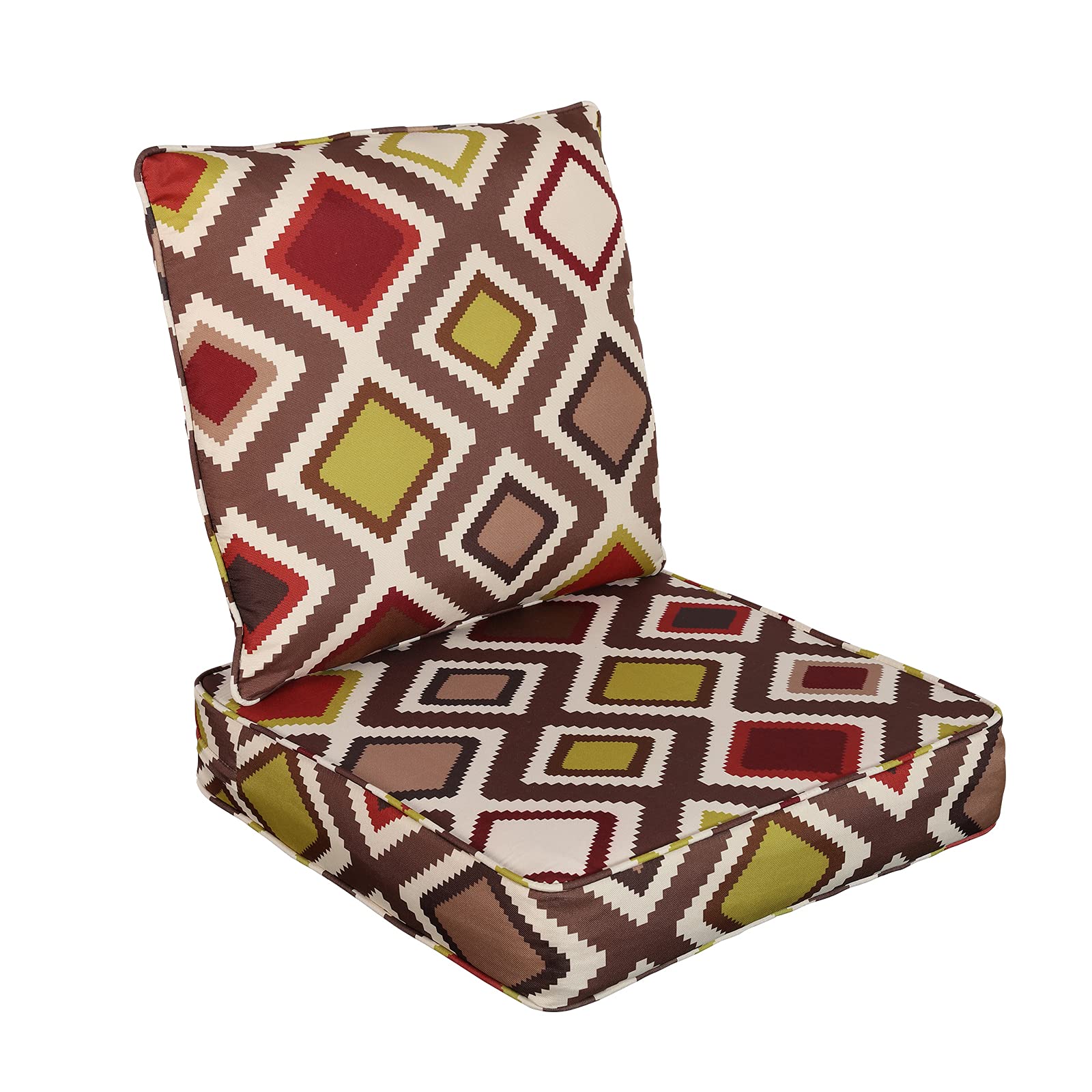 HonTopOutdoor Cushions Set 24×24 Weatherproof Patio Chair Cushion Set Replacement Deep Seating Cushions for Patio Furniture, Classical Lattice