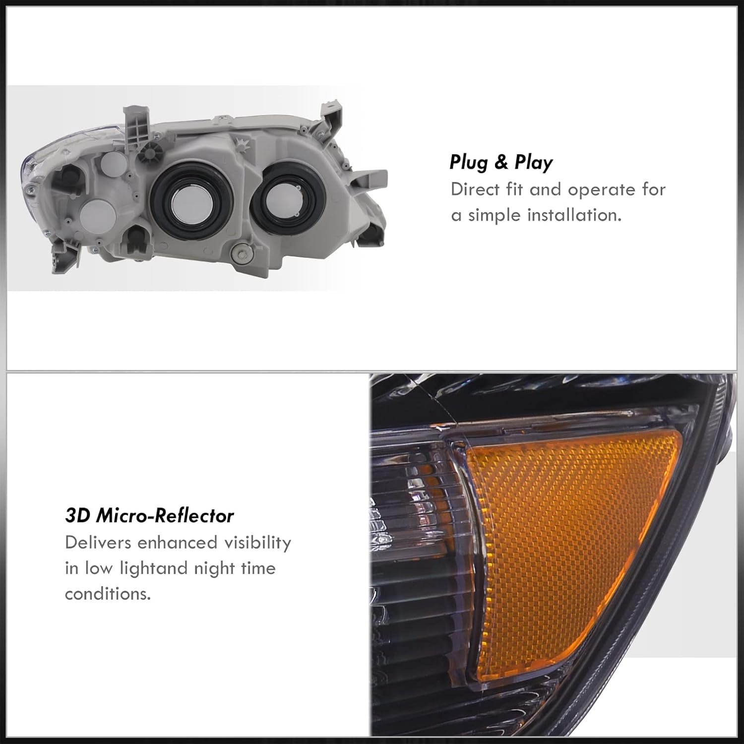 AJP Distributors Upgrade Front Bumper Halogen Projector Headlights Headlamps Driving Lights Signal Lamps Assembly Driver Passenger Set LH+RH Pair Compatible/Replacement For Camry XV40 2010 2011 10 11