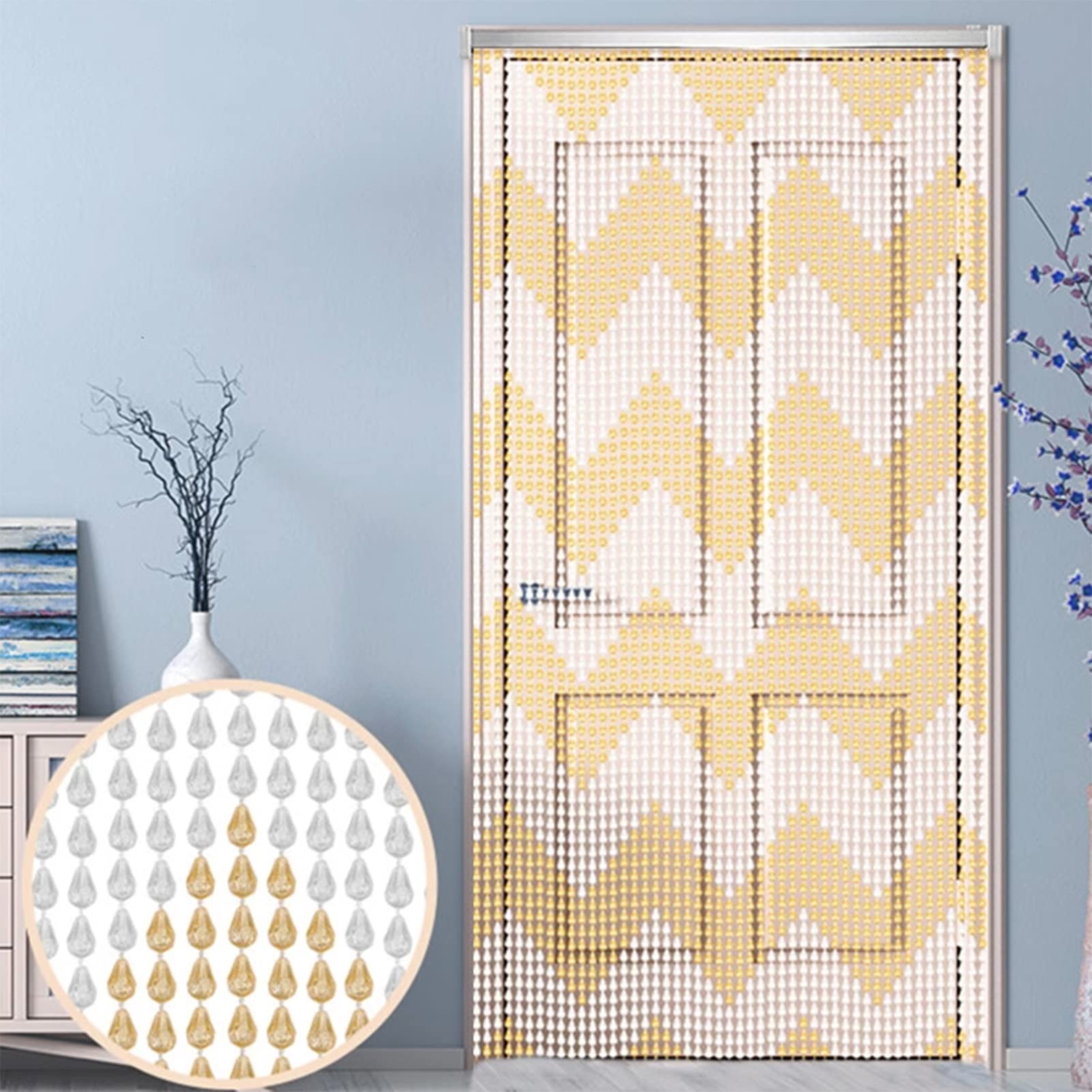Rideau de porte à perles de 90x200 cm pour séparation de pièce et entrée