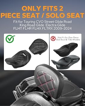 PBYMT Adjustable Driver Backrest, Plug-in Rider Backrest Fit for Harley Davidson Touring Street Glide Road Glide Electra Glide Road King 20092024, Red