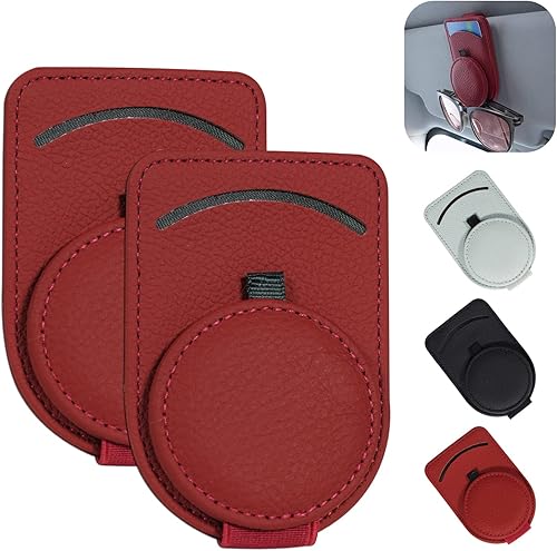 YONGMING Soporte universal para documentos de gafas de sol para automóvil, visera de cuero, clip para gafas de sol para automóvil, soporte universal