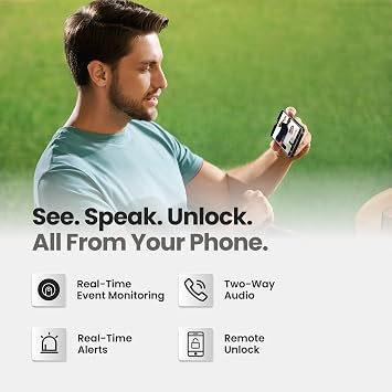 Lockin Veno Pro Smart Deadbolt Lock with Dual Swappable Batteries for 6-Month Extended Power, Palm Vein & Fingerprint Keyless Entry, Built-in Wi-Fi, Doorbell, App Remote Control, IP65 Waterproof