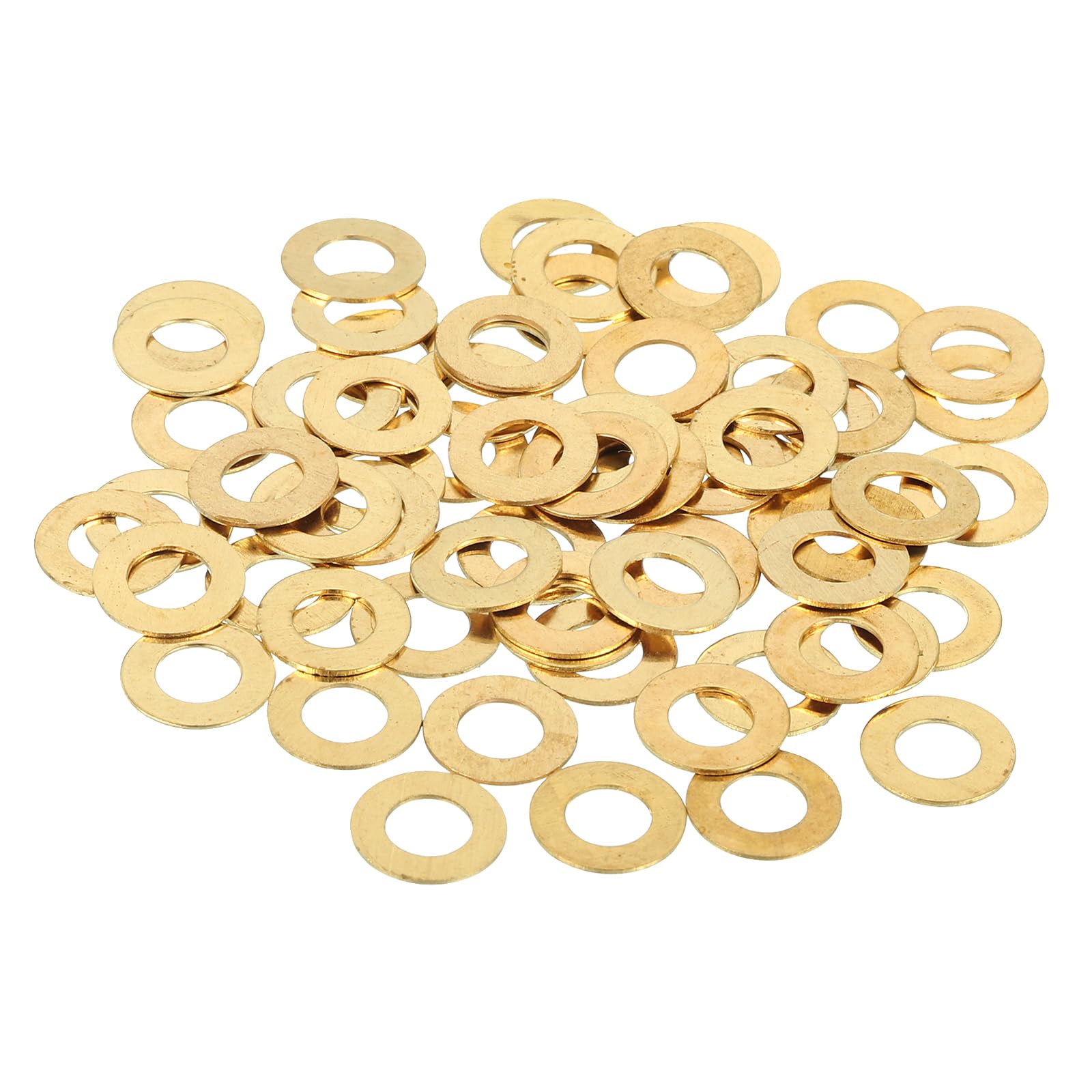 sourcing map 110 Pack Brass Flat Washer, M5 Copper Washers Crush Washer Kit Assortment, 5mm ID, 10mm OD, 0.5mm Thick for Bolts Screws Machinery Repair, Outdoor Construction